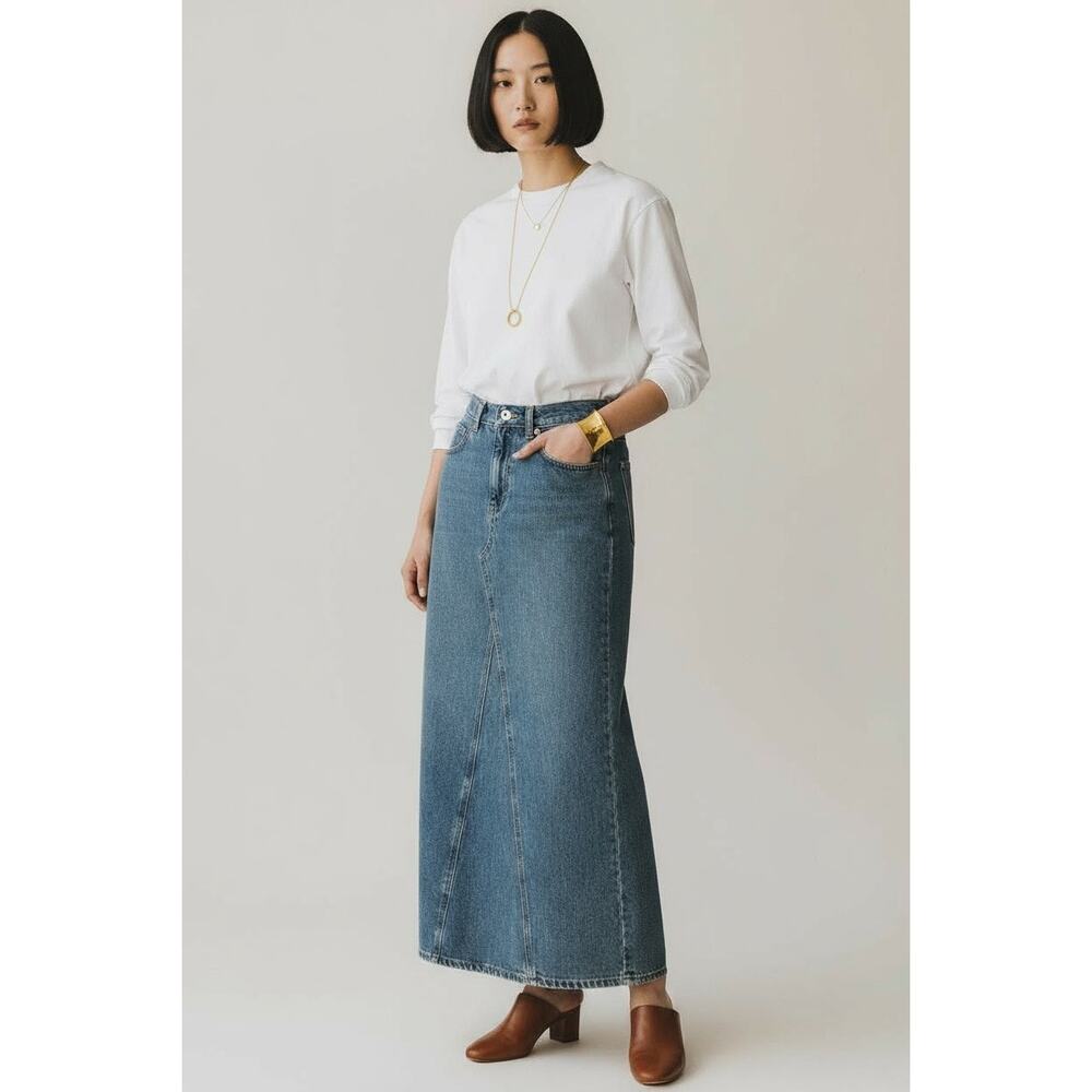 MNG Women’s Denim Maxi Skirt XS Fall Fashion Minimalist Streetwear